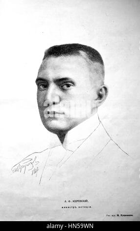 Alexandre Kerensky (1881-1970) Homme politique russe dans un portrait 1917 Banque D'Images