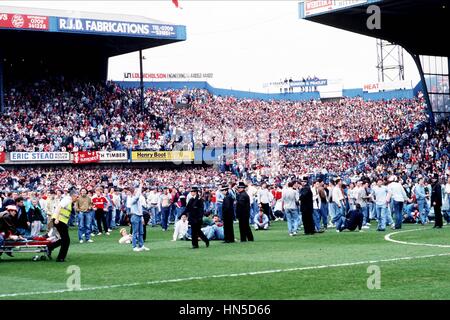 La Hillsborough LIVERPOOL Liverpool FORÊT V V NOTTINGHAM FOREST 15 Avril 1989 Banque D'Images