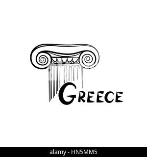 Symbole COLONNE ionique. Grèce voyage Grèce label. Illustration de Vecteur