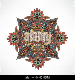 Ornement oriental arabe fond ethnique mandala amulet abstract floral motif géométrique cercle géométrique pour l'élément, Kaléidoscope, medall de vacances Illustration de Vecteur