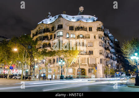 Casa Mila conçu par Gaudi, Barcelone, Espagne Banque D'Images