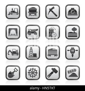 Les icônes de l'industrie des mines et des carrières - vector icon set Illustration de Vecteur