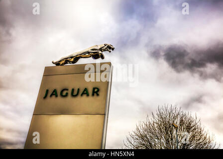 Jaguar voiture concessionnaire concessionnaire concessionnaires signer signer car sales votre emblème UK Angleterre Banque D'Images