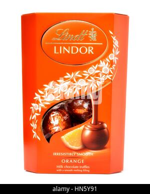 Truffes au chocolat Lindt Lindor orange. Banque D'Images