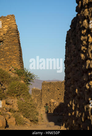 Maisons en pierre du peuple Argoba traditionnelles harari, village, région, l'Ethiopie Koremi Banque D'Images