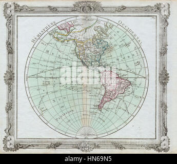 1764 Brion de la tour la carte de l'hémisphère occidental ( ^ Amérique du Nord Amérique du Sud ) - Geographicus - HemiWest-delatour-1764 Banque D'Images