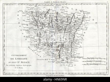 France - AlcaseLoraine - Geographicus-bonne-1780, 1780 Bonne carte des ^ Alsace Lorainne Banque D'Images