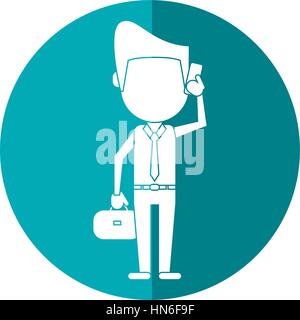 Talk business man shadow smartphone Illustration de Vecteur