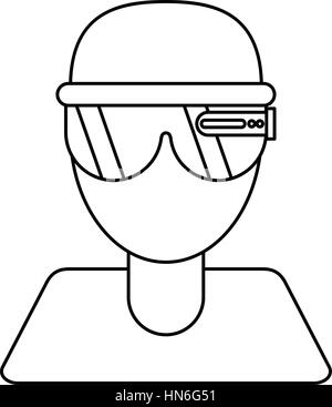 Garçon lunettes vr technologie smart ligne mince Illustration de Vecteur