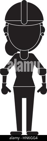Femme pictogramme casque de construction Illustration de Vecteur