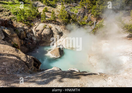 Piscine bleu porcelaine à Norris Geyser basin dans le Parc National de Yellowstone Banque D'Images