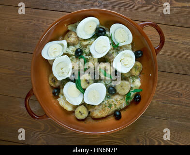 La morue salée brésilien avec des oeufs. La plupart des plats populaires Banque D'Images