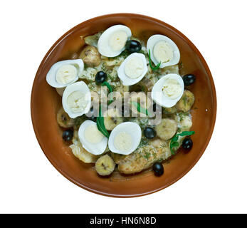 La morue salée brésilien avec des oeufs. La plupart des plats populaires Banque D'Images