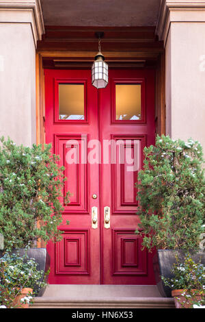 Porte d'entrée typique d'un immeuble de la ville de New York accueil résidentiel Banque D'Images