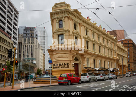 Ancienne Banque de Nouvelle Zélande, Lambton Quay, Wellington, Nouvelle-Zélande Banque D'Images