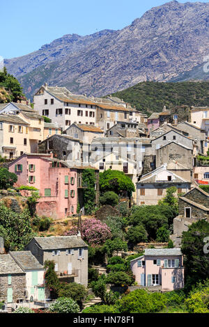 Vue du village de Nonza, Cap Corse, Corse, France Banque D'Images