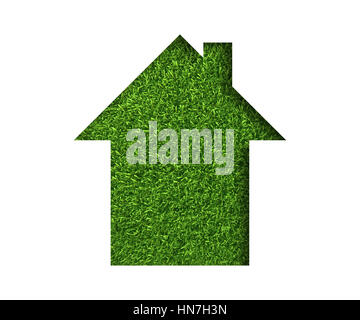 L'herbe verte simple icône eco house concept écologie. Banque D'Images