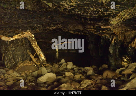 Porth, yr Ogof, à l'entrée de la grotte où la rivière disparaît Banque D'Images