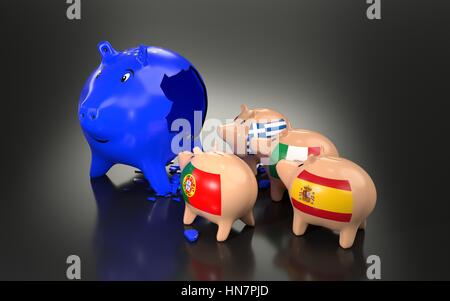 L'Union européenne l'économie et des finances concept. Le rendu 3D Banque D'Images