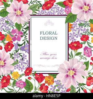Floral background. fleurs vintage couverture. s'épanouir avec copie espace. Illustration de Vecteur