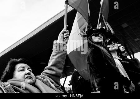Manifestations à Tijuana, Mexique - 15/01/2017 - Mexique / Basse Californie / Tijuana - Démonstrations à Tijuana, au Mexique, les gens font état d'augmentation des prix des hydrocarbures. - Alexandre Afonso / Le Pictorium Banque D'Images