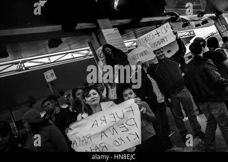 Manifestations à Tijuana, Mexique - 15/01/2017 - Mexique / Basse Californie / Tijuana - Démonstrations à Tijuana, au Mexique, les gens font état d'augmentation des prix des hydrocarbures. - Alexandre Afonso / Le Pictorium Banque D'Images