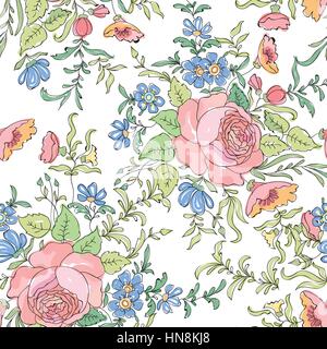 Bouquet floral pattern. seamless background. floral seamless texture avec des feuilles. Illustration de Vecteur