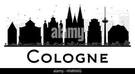 Cologne city skyline silhouette noir et blanc. vector illustration. simple télévision concept pour tourisme présentation, bannière, un placard ou un site web. Illustration de Vecteur