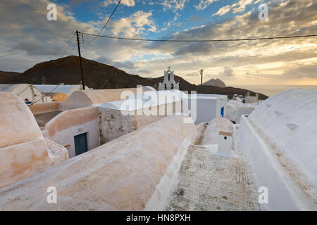 Chora village de l'île d'Anafi en Grèce. Banque D'Images