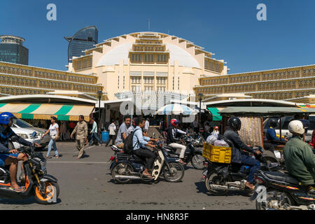 Art Deco Gebäude des Zentralmarkt, Phnom Penh, Kambodscha, Asien | bâtiment Art déco, marché central de Phnom Penh, Cambodge, Asie Banque D'Images