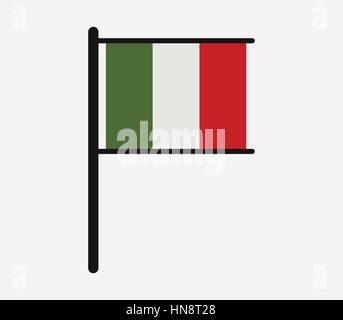 L'icône du drapeau italien illustré dans le vector sur fond blanc Illustration de Vecteur