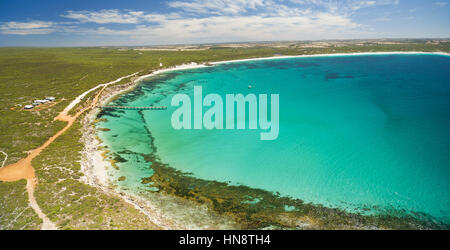 Panorama de l'antenne de Vivonne Bay et pier en été. Kangaroo Island, Australie du Sud Banque D'Images
