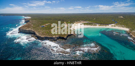 Panorama de l'antenne de Hanson Bay et South West River. Côte de Kangaroo Island, Australie du Sud Banque D'Images