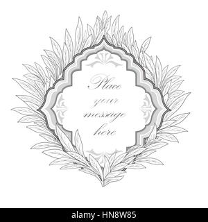 Floral frame vintage. feuilles frontière. Illustration de Vecteur