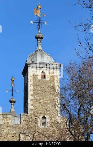 Londres, Royaume-Uni - 19 janvier 2017 : Gros plan sur les tourelles de la Tour de Londres Banque D'Images