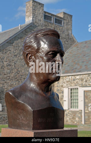 Sculpture de Franklin D. Roosevelt à Springwood, le Franklin D. Roosevelt National Historic Site à Hyde Park, New York, United States. Banque D'Images