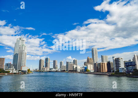 Vue sur la baie et la ville de Tokyo, Tokyo, Japon Banque D'Images