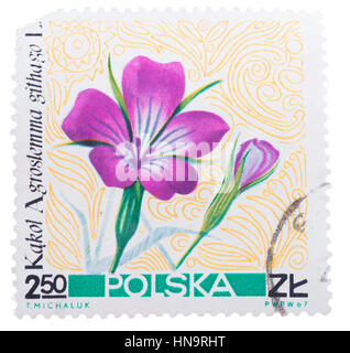 Pologne - circa 1967 : une série de timbres en montre de Banque D'Images
