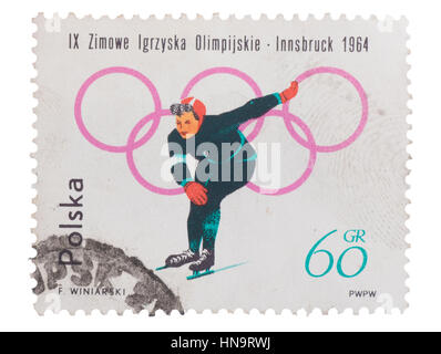 Pologne - 1962 environ : poster de timbres en montre ski jump Banque D'Images