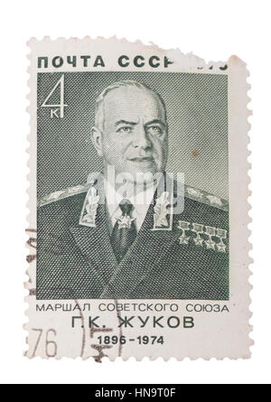 Timbres en URSS Russie affiche portrait de Joukov, avec en Banque D'Images