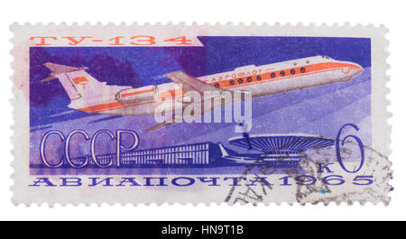 Urss - Ajouter, timbres, dans le TU-134 montre l tak ap av Banque D'Images