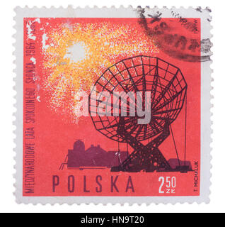 Pologne - VERS 1965 : timbres par , montre Radio telesc Banque D'Images