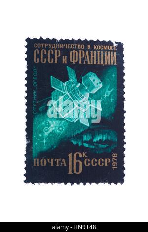 Urss - à propos de 1976 : ajouter, timbres, dans le Spoutnik montre Banque D'Images