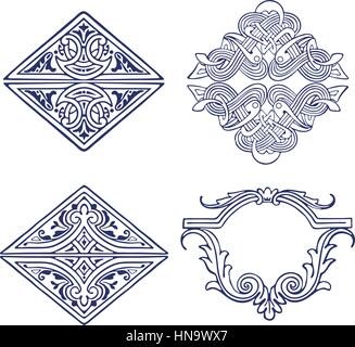Ensemble d'éléments décoratifs pour la conception en vintage stile. Illustration de Vecteur