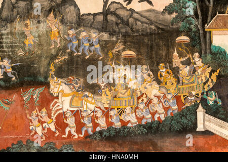 Fresque dans le Palais Royal, Phnom Penh, Cambodge Province Banque D'Images