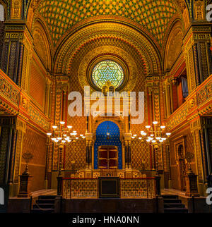 Bima, autel, synagogue Espagnole, de l'intérieur tourné, Josefov, le Quartier Juif, Prague, la Bohême, République Tchèque Banque D'Images