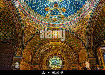 Synagogue Espagnole, de l'intérieur tourné, Josefov, le Quartier Juif, Prague, la Bohême, République Tchèque Banque D'Images