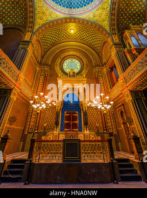 Bima, autel, synagogue Espagnole, de l'intérieur tourné, Josefov, le Quartier Juif, Prague, la Bohême, République Tchèque Banque D'Images