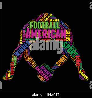 Le football américain typographie word cloud Vector illustration colorée Illustration de Vecteur