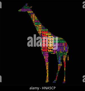 Girafe Typographie word cloud Vector illustration colorée Illustration de Vecteur